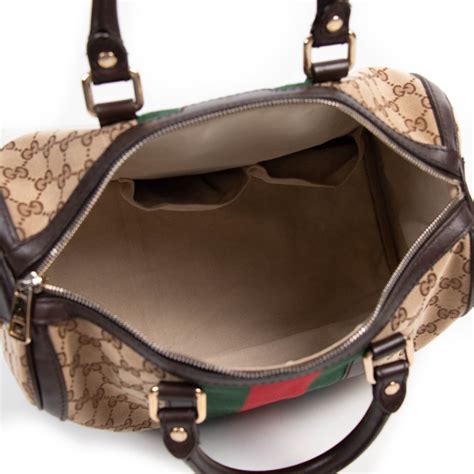 gucci web original logo boston bag brown beige|Gucci microguccissima Boston bag.